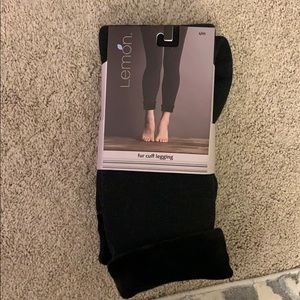 Lemon fur cuff legging size s/m new with tags